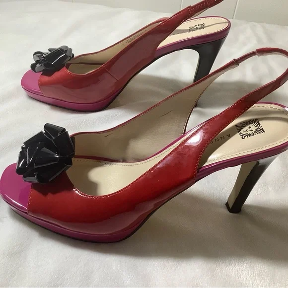 ANNE KLEIN high heels black and red size 8.5 M - Picture 10 of 12